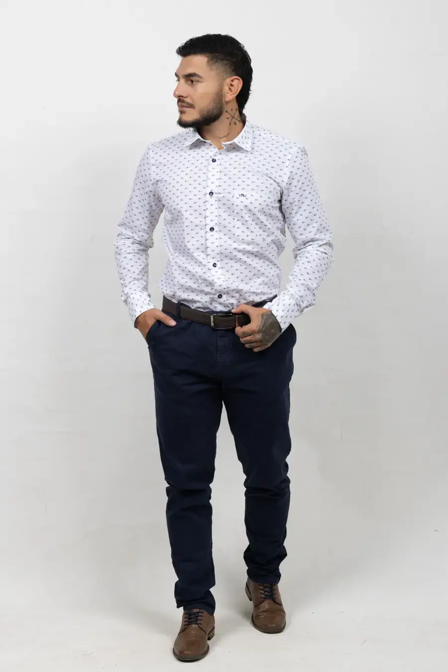 Camisa Manga Larga para Hombre Blanco 10804