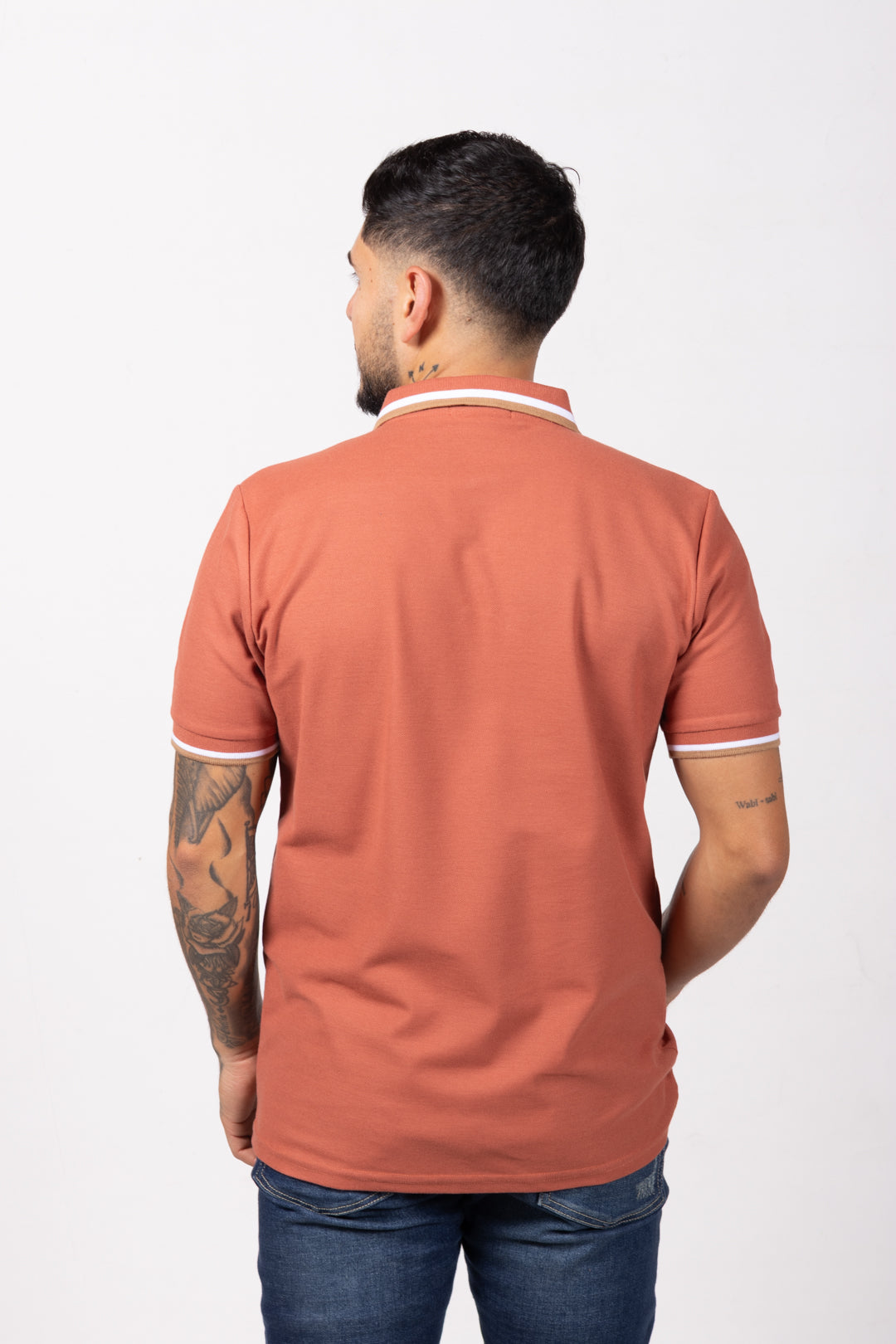 Camiseta Tipo Polo de Hombre. Terracota - 170506