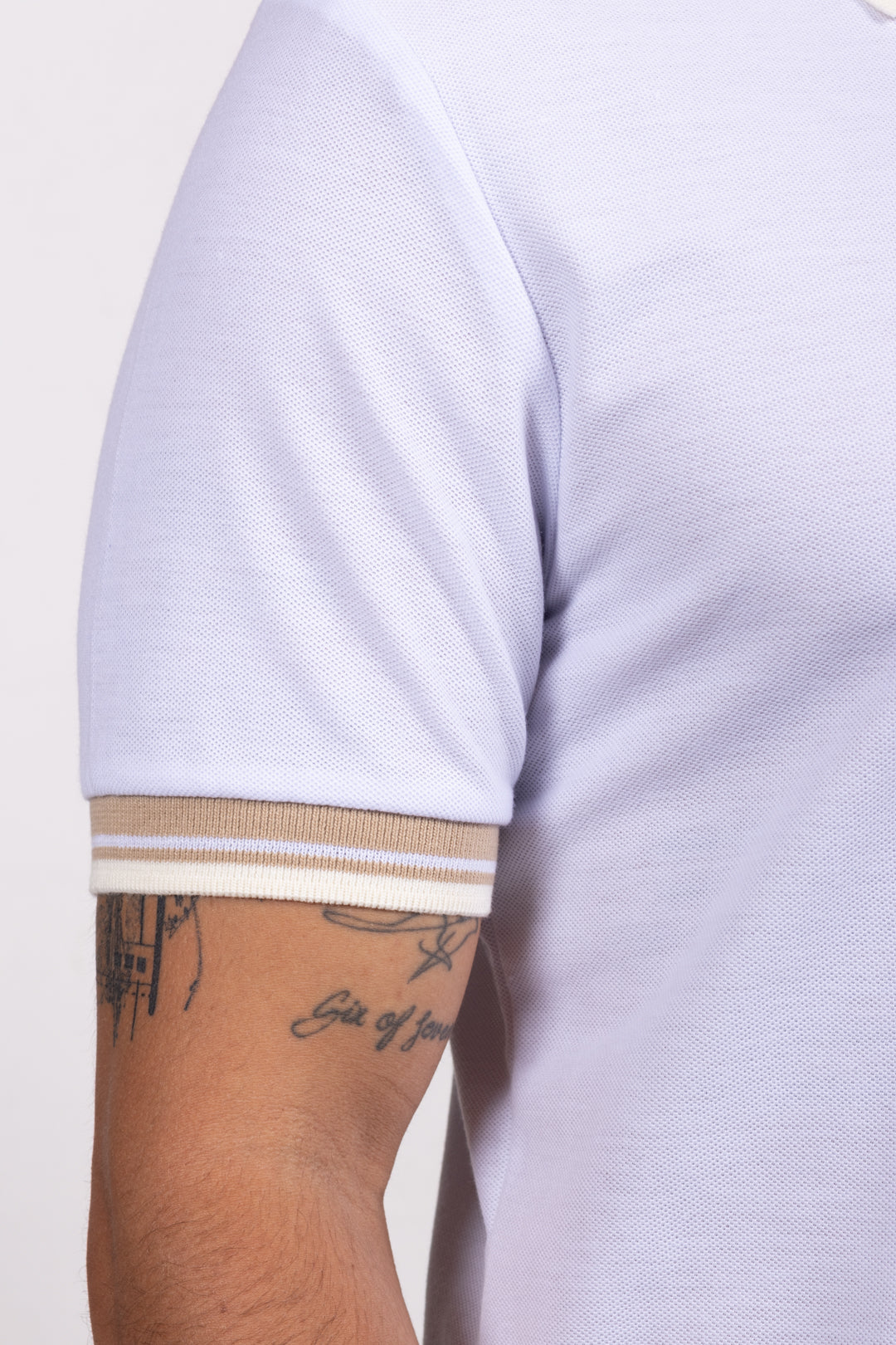 Camiseta Tipo Polo de Hombre. Blanco - 170517