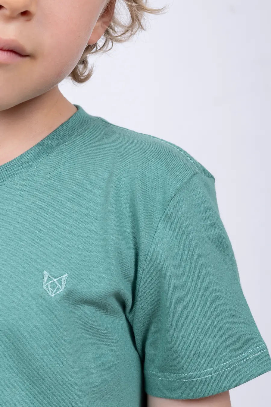 Camiseta Para Niño Cuello Redondo Verde Alga 180105