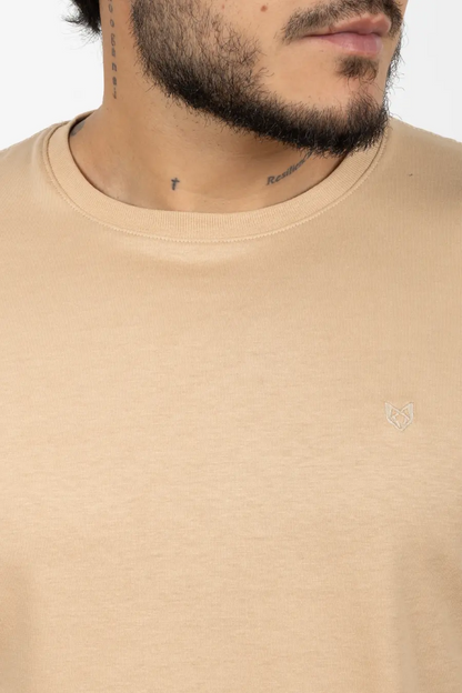 Camiseta de Hombre Slim Fit Manga Corta Cuello Redondo Caki Claro 100623