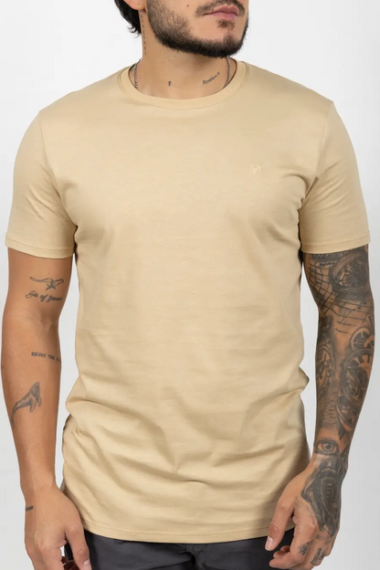 Camiseta de Hombre Slim Fit Manga Corta Cuello Redondo Vainilla 100625