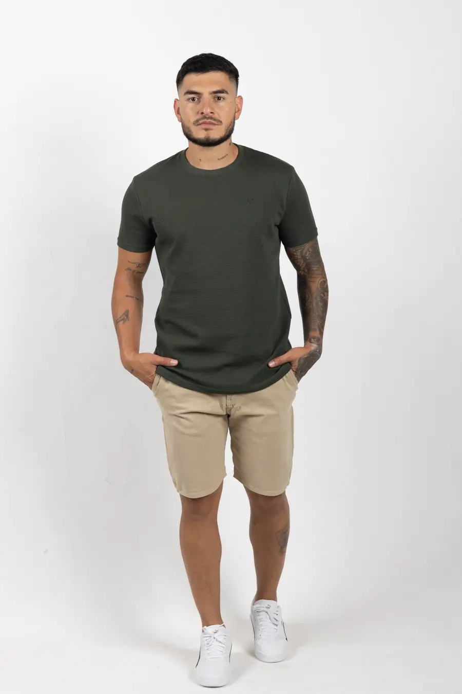 Camiseta de Hombre Con Textura Verde Militar 100807