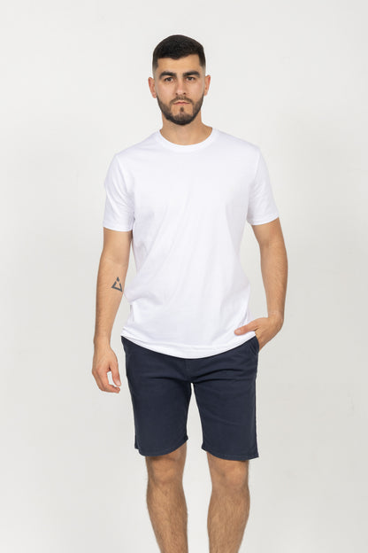 Camiseta de Hombre Slim Fit Manga Corta Cuello Redondo. Blanco - 101001