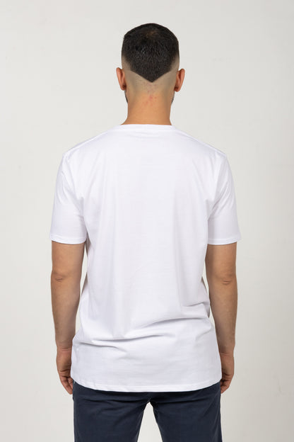 Camiseta de Hombre Slim Fit Manga Corta Cuello Redondo. Blanco - 101001