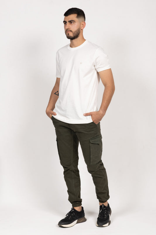 Camiseta de Hombre Slim Fit Manga Corta Cuello Redondo. Beige - 101002