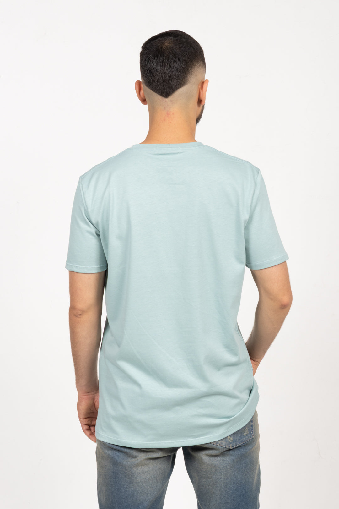 Camiseta de Hombre Slim Fit Manga Corta Cuello Redondo. Verde Agua - 101006
