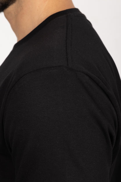 Camiseta de Hombre Slim Fit Manga Corta Cuello Redondo. Negro - 101010