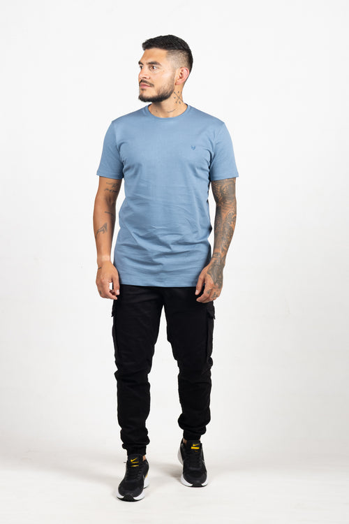 Camiseta de Hombre Slim Fit Manga Corta Cuello Redondo. Azul Jo - 101013