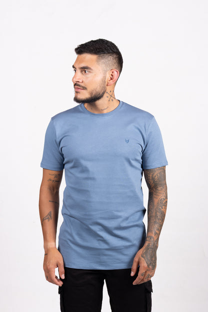 Camiseta de Hombre Slim Fit Manga Corta Cuello Redondo. Azul Jo - 101013