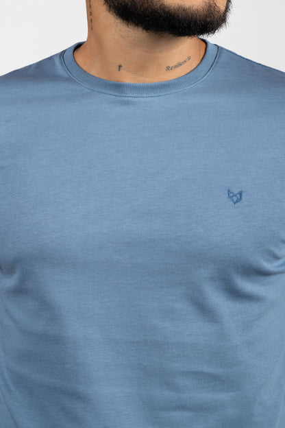 Camiseta de Hombre Slim Fit Manga Corta Cuello Redondo. Azul Jo - 101013