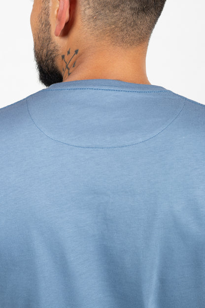 Camiseta de Hombre Slim Fit Manga Corta Cuello Redondo. Azul Jo - 101013