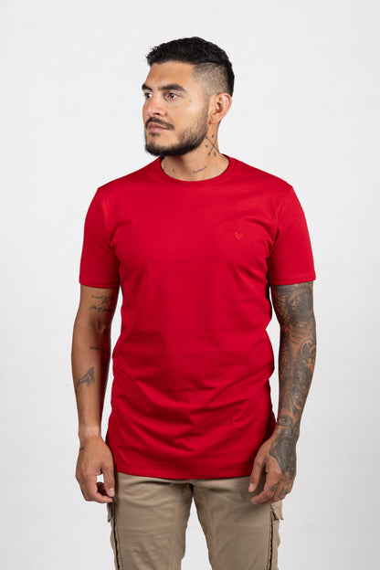 Camiseta de Hombre Slim Fit Manga Corta Cuello Redondo. Rojo - 101014