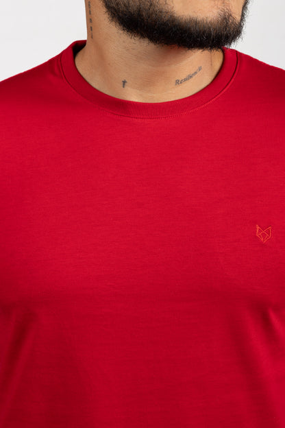 Camiseta de Hombre Slim Fit Manga Corta Cuello Redondo. Rojo - 101014