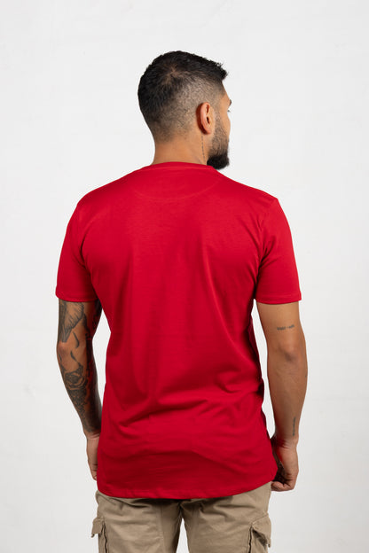 Camiseta de Hombre Slim Fit Manga Corta Cuello Redondo. Rojo - 101014