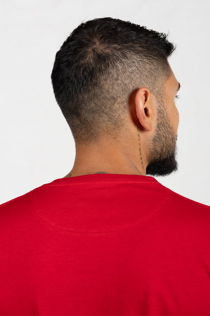 Camiseta de Hombre Slim Fit Manga Corta Cuello Redondo. Rojo - 101014