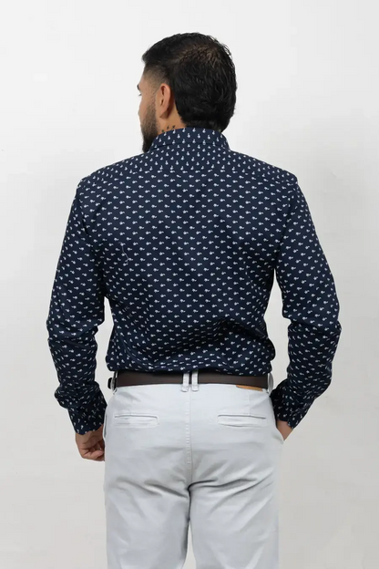 Camisa Manga Larga para Hombre Azul Oscuro 10803