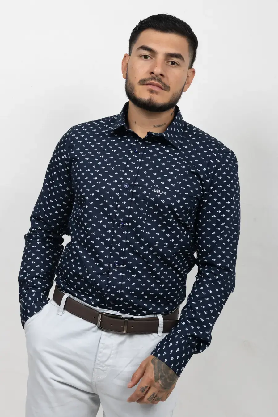 Camisa Manga Larga para Hombre Azul Oscuro 10803