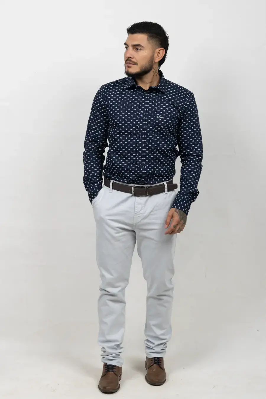 Camisa Manga Larga para Hombre Azul Oscuro 10803