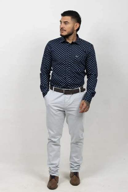 Camisa Manga Larga para Hombre Azul Oscuro 10803