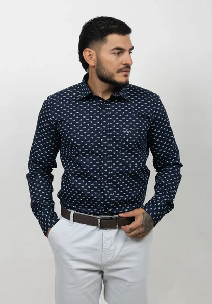 Camisa Manga Larga para Hombre Azul Oscuro 10803