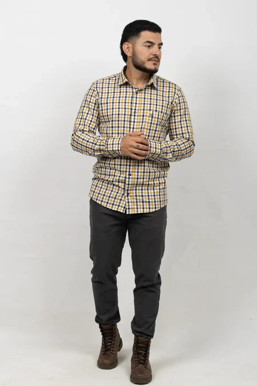 Camisa Manga Larga para Hombre Mostaza 10811