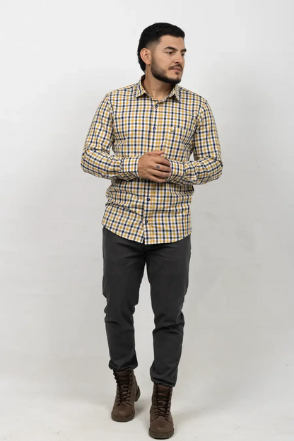 Camisa Manga Larga para Hombre Mostaza 10811