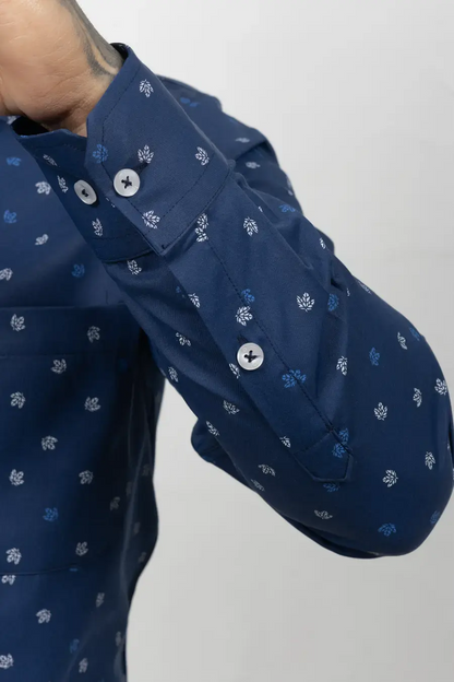 Camisa Manga Larga para Hombre Azul Oscuro 10903