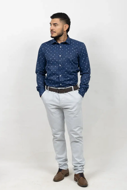 Camisa Manga Larga para Hombre Azul Oscuro 10903