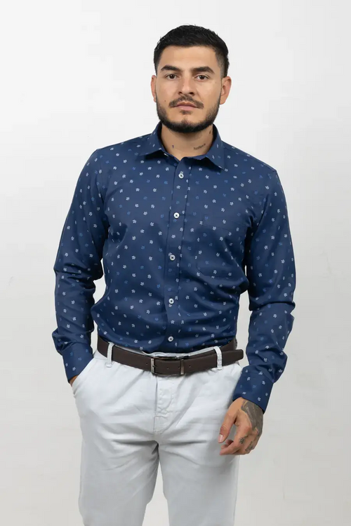 Camisa Manga Larga para Hombre Azul Oscuro 10903