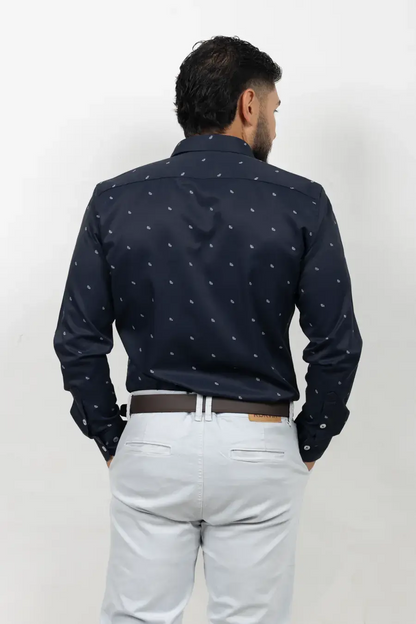 Camisa Manga Larga para Hombre Azul Oscuro 10907