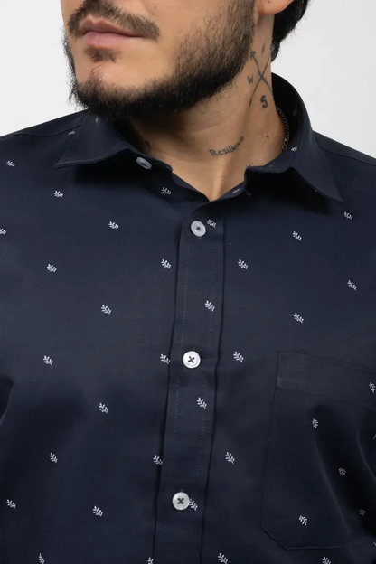 Camisa Manga Larga para Hombre Azul Oscuro 10907