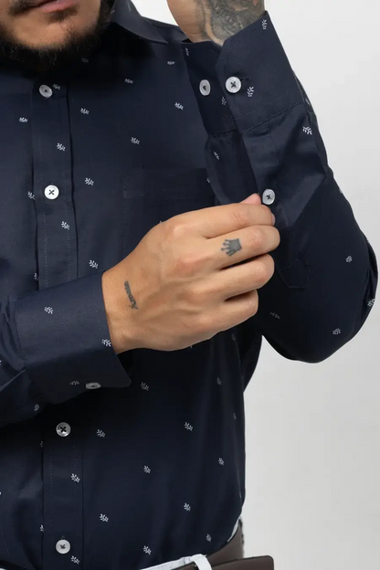 Camisa Manga Larga para Hombre Azul Oscuro 10907