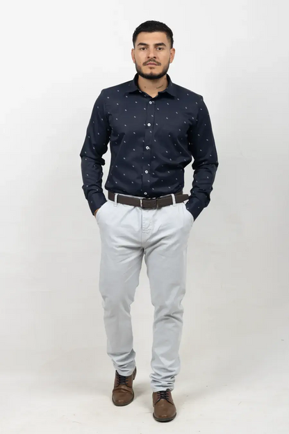 Camisa Manga Larga para Hombre Azul Oscuro 10907