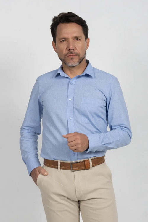 Camisa Manga Larga para Hombre Azu Claro 11004