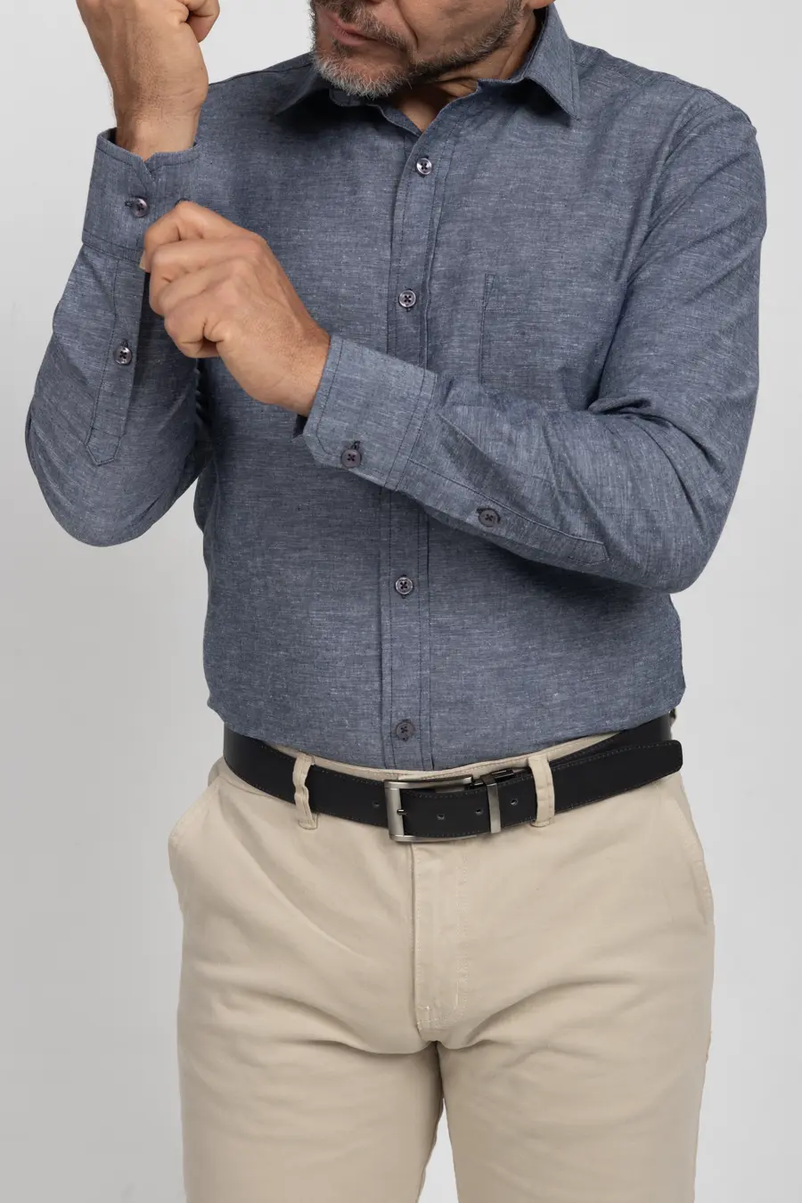 Camisa Manga Larga para Hombre Gris Oscuro 11005