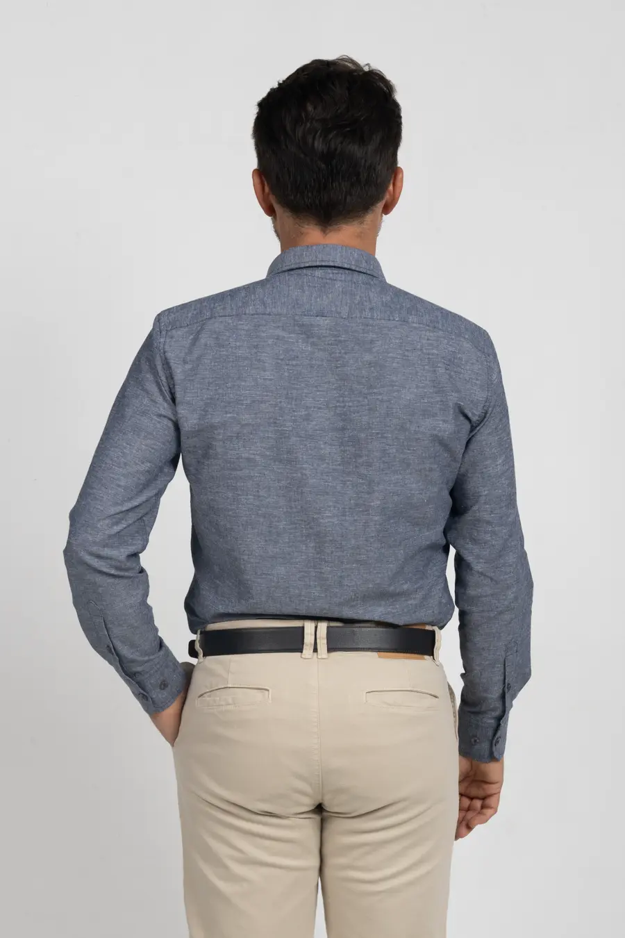 Camisa Manga Larga para Hombre Gris Oscuro 11005