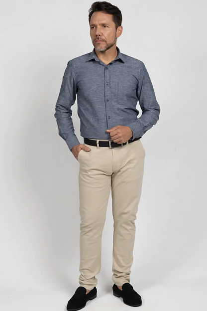 Camisa Manga Larga para Hombre Gris Oscuro 11005