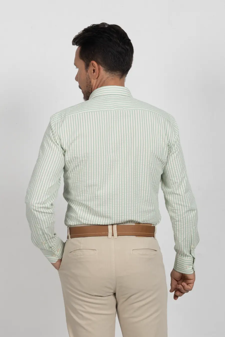 Camisa Manga Larga para Hombre Beige 11006