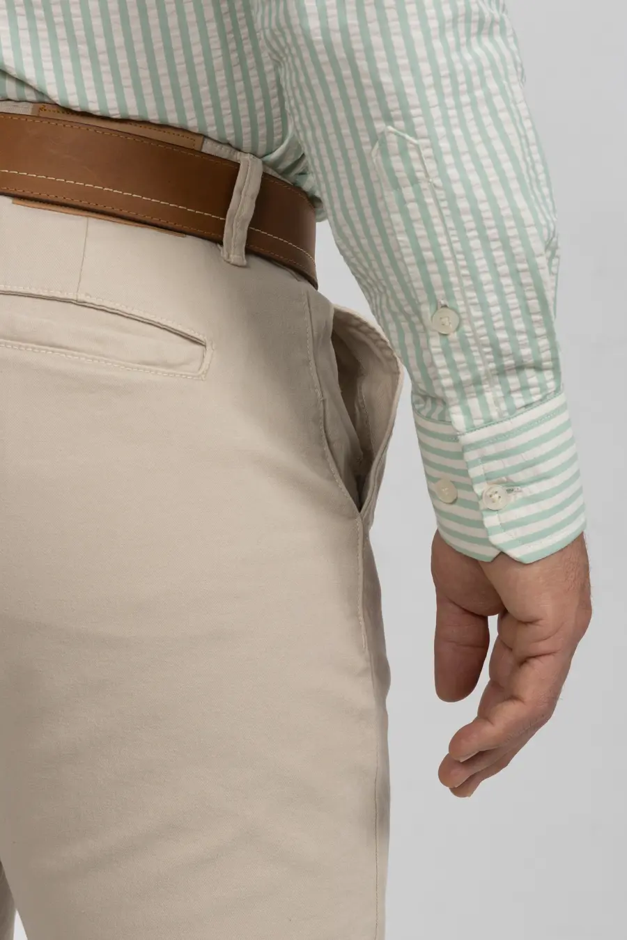 Camisa Manga Larga para Hombre Beige 11006