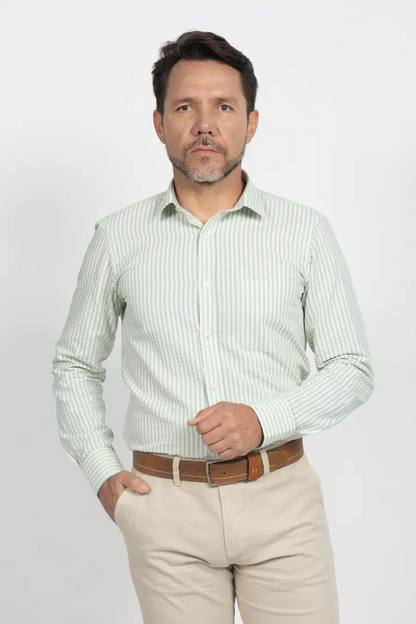 Camisa Manga Larga para Hombre Beige 11006