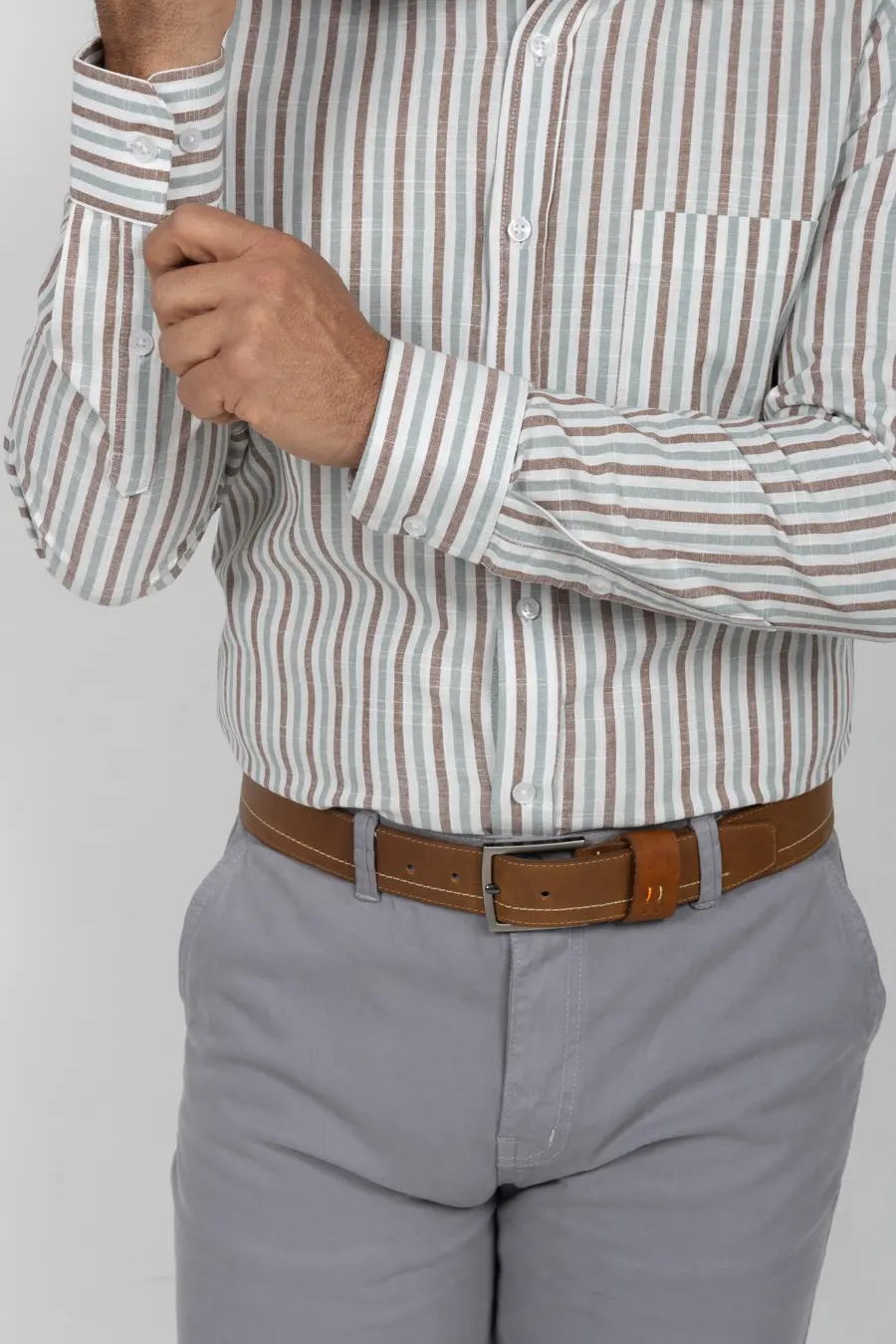 Camisa Manga Larga para Hombre Café 11007