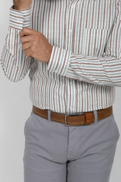 Camisa Manga Larga para Hombre Café 11007