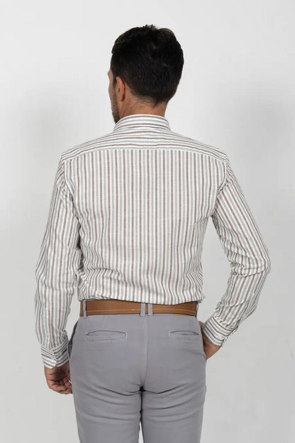 Camisa Manga Larga para Hombre Café 11007