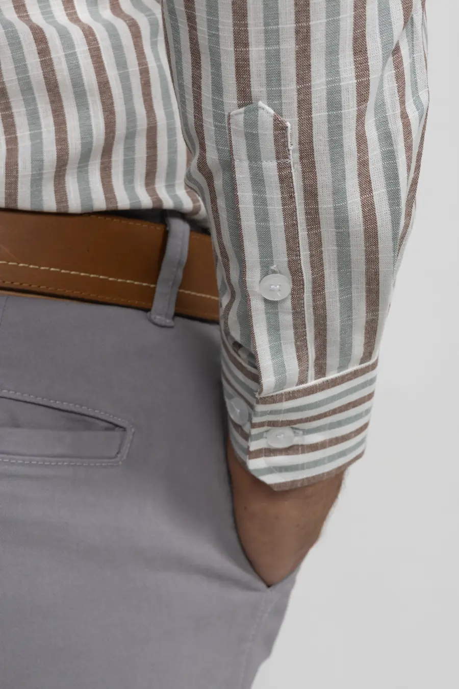 Camisa Manga Larga para Hombre Café 11007