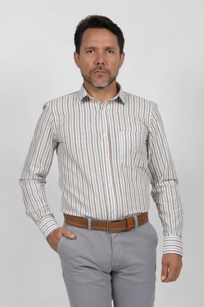 Camisa Manga Larga para Hombre Café 11007