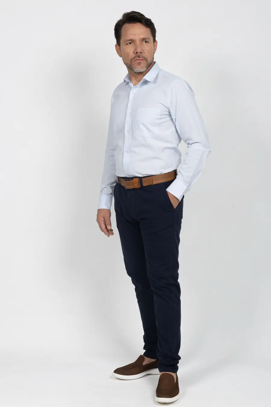 Camisa Manga Larga para Hombre Azul Claro 11008