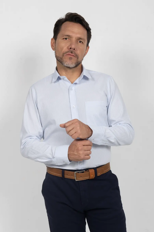 Camisa Manga Larga para Hombre Azul Claro 11008