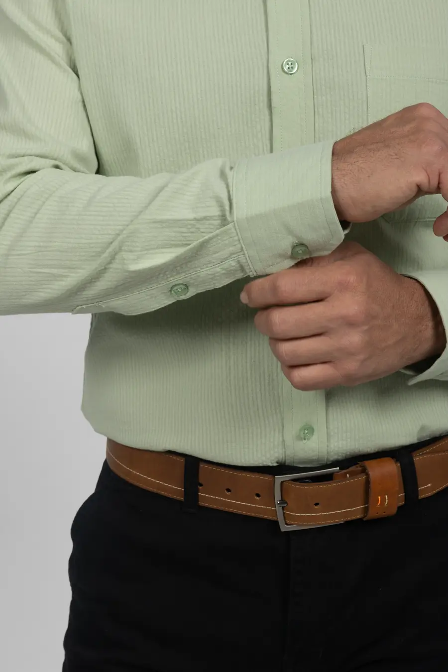 Camisa Manga Larga para Hombre Verde Claro 11011