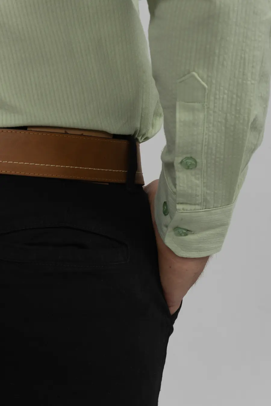 Camisa Manga Larga para Hombre Verde Claro 11011